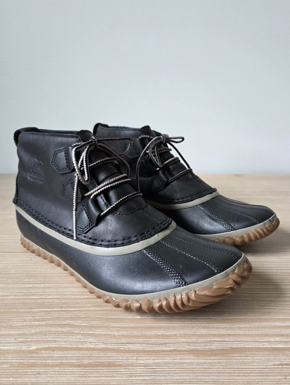 Sorel Black Ankle Lace Up Waterproof Duck Boots Womens Size 9.5 - Picture 4 of 10